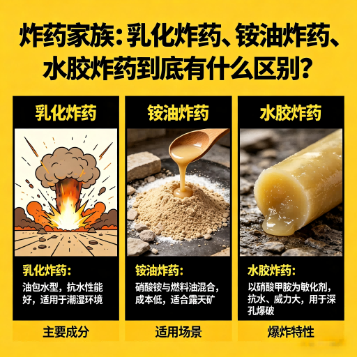 新兴炸药家族：乳化炸药、铵油炸药、水胶炸药到底有什么区别？